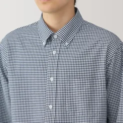 Men's Washed Oxford Button Down Long Sleeve Patterned Shirt
