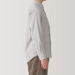 Men's Washed Oxford Button Down Long Sleeve Patterned Shirt