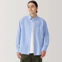 Men's Washed Oxford Button Down Long Sleeve Shirt