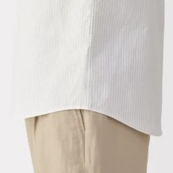 Men's Washed Oxford Button Down Short Sleeve Striped Shirt