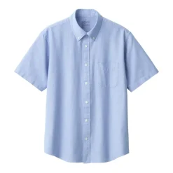 Men's Washed Oxford Button Down Short Sleeve Shirt