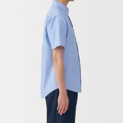 Men's Washed Oxford Button Down Short Sleeve Shirt