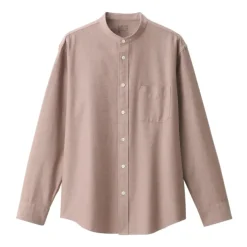 Men's Washed Oxford Stand Collar Long Sleeve Shirt