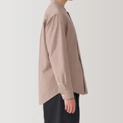 Men's Washed Oxford Stand Collar Long Sleeve Shirt