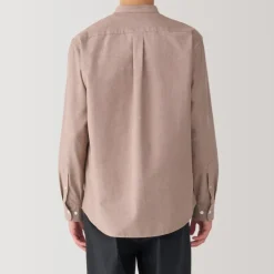 Men's Washed Oxford Stand Collar Long Sleeve Shirt