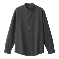 Men's Washed Oxford Stand Collar Long Sleeve Shirt