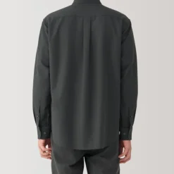 Men's Washed Oxford Stand Collar Long Sleeve Shirt