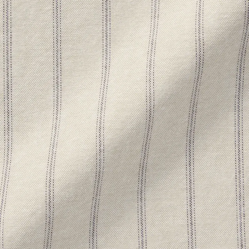 Men's Washed Oxford Stand Collar Long Sleeve Striped Shirt