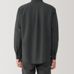 Men's Washed Oxford Stand Collar Long Sleeve Shirt