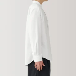 Men's Washed Oxford Stand Collar Long Sleeve Shirt