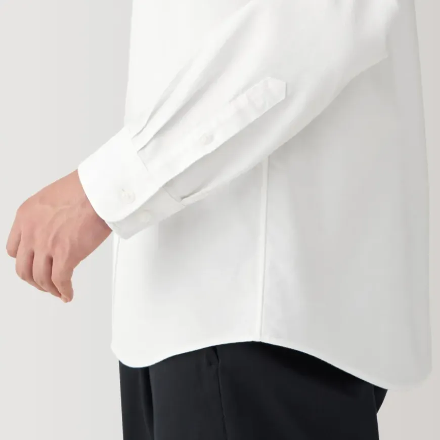 Men's Washed Oxford Stand Collar Long Sleeve Shirt