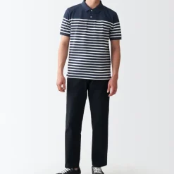 Men's Washed Pique Polo Shirt Stripe