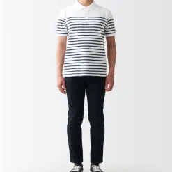 Men's Washed Pique Polo Shirt Stripe
