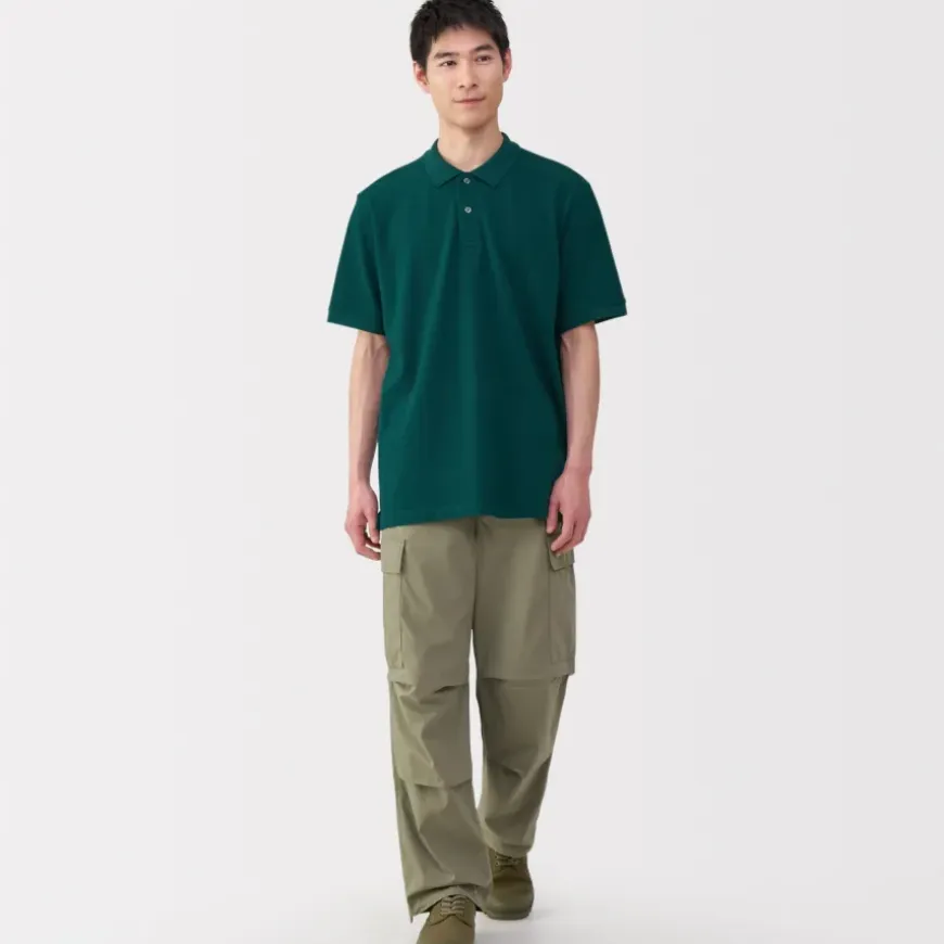 Men's Washed Pique Short Sleeve Polo Shirt