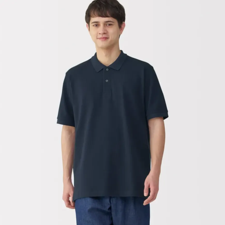 Men's Washed Pique Short Sleeve Polo Shirt