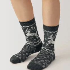 Right Angle Loose Top Reindeer Pattern Socks