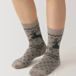 Right Angle Loose Top Reindeer Pattern Socks