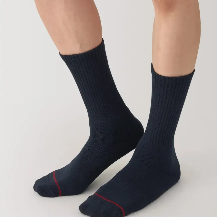 Right Angle Warm Cotton Blend Thick Crew Socks