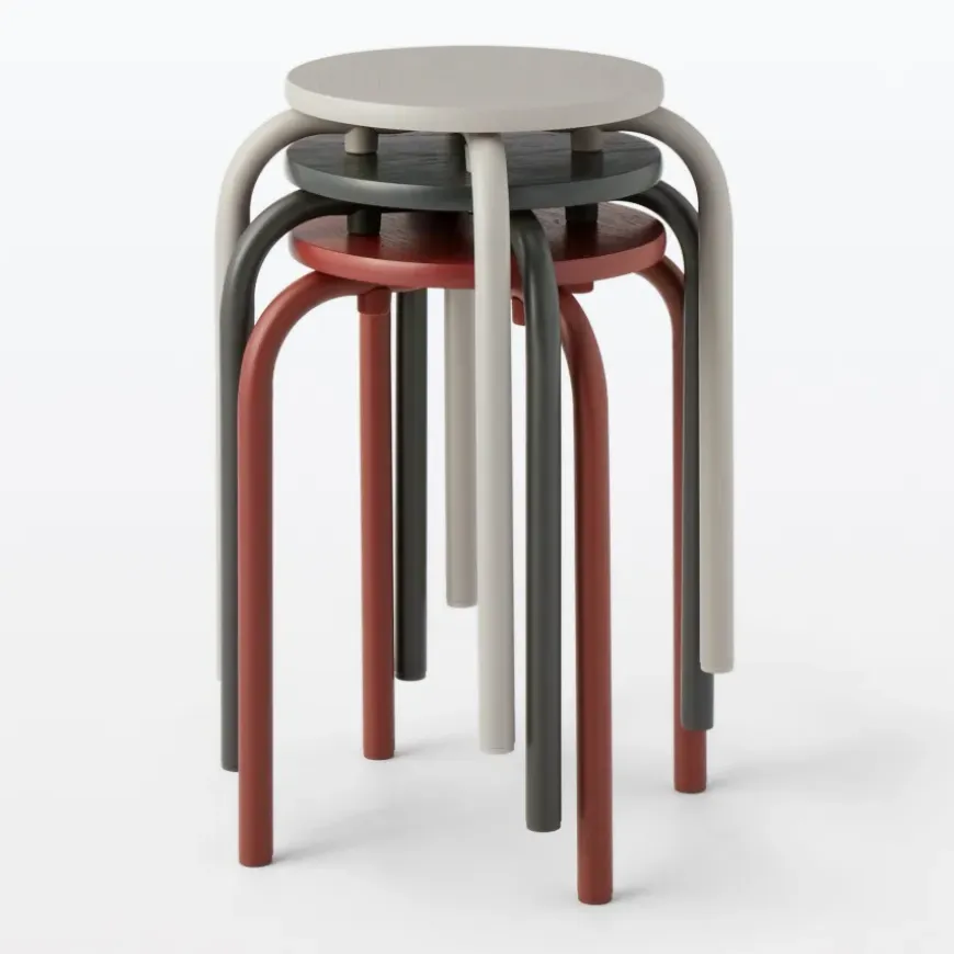 Steel Pipe Stacking Stool - Dark Gray