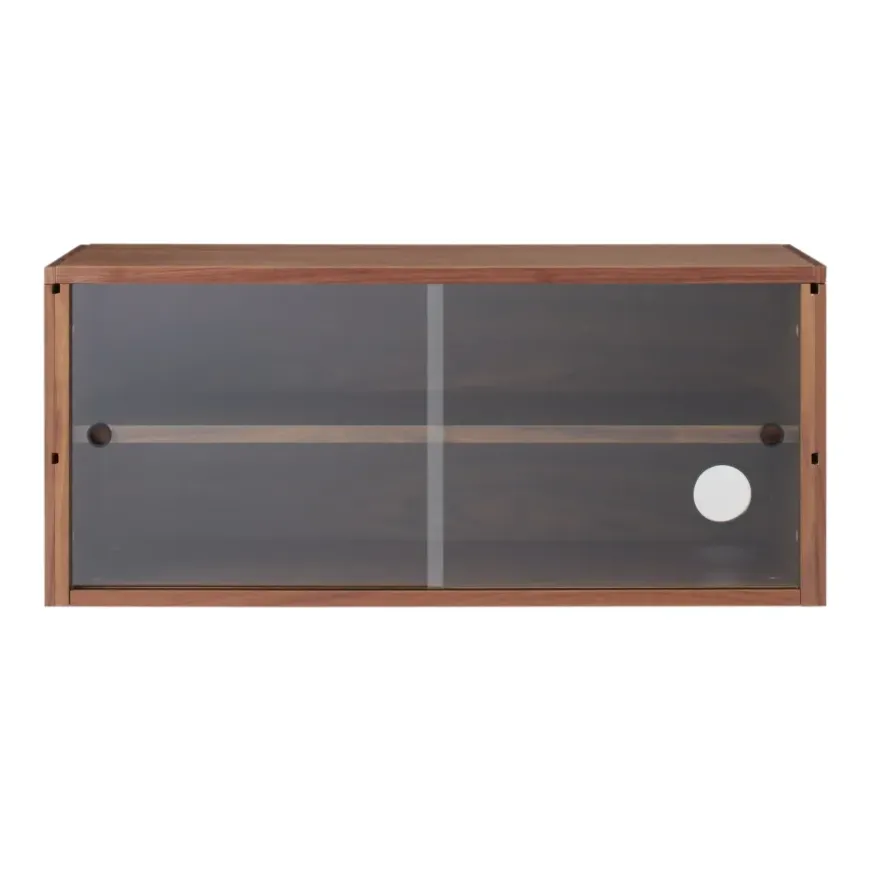 SUS Shelving Unit Box with Glass Door - Walnut