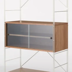 SUS Shelving Unit Box with Glass Door - Walnut
