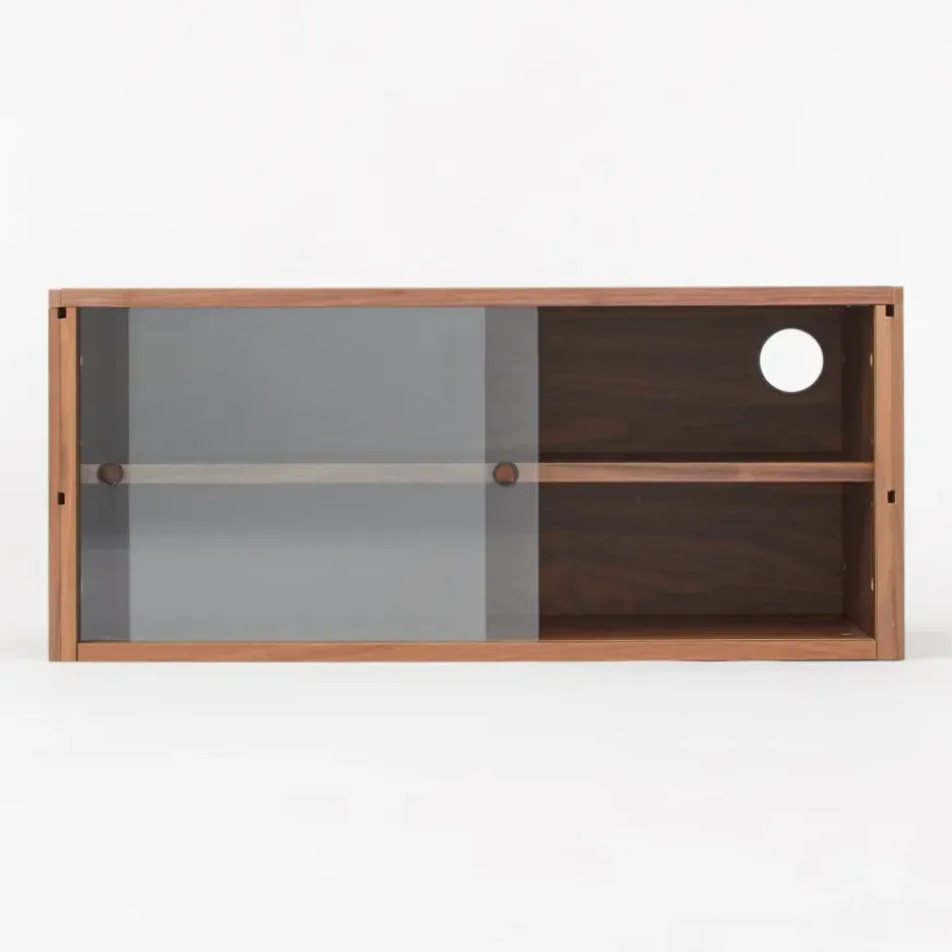 SUS Shelving Unit Box with Glass Door - Walnut
