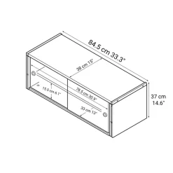 SUS Shelving Unit Box with Glass Door - Walnut