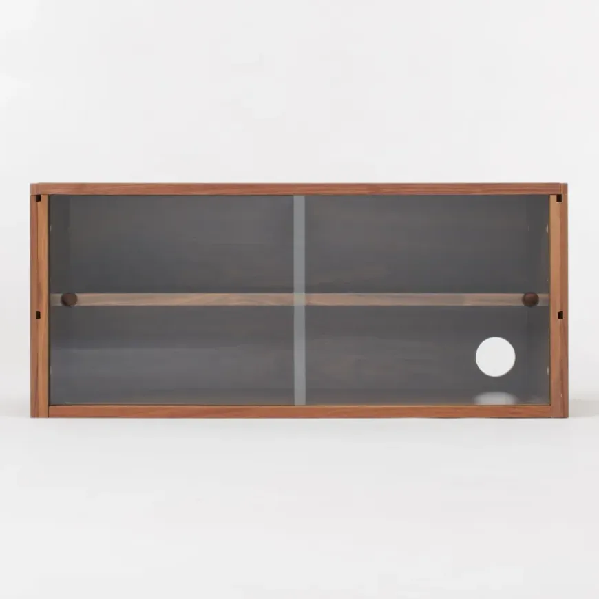 SUS Shelving Unit Box with Glass Door - Walnut