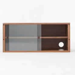 SUS Shelving Unit Box with Glass Door - Walnut
