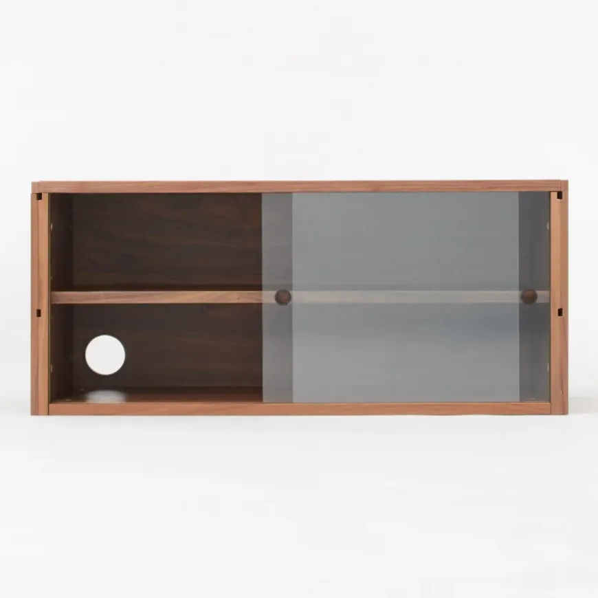 SUS Shelving Unit Box with Glass Door - Walnut