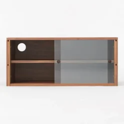 SUS Shelving Unit Box with Glass Door - Walnut