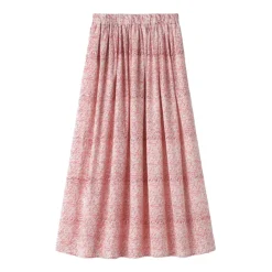 Women's Block Print Gather Maxi-Skirt