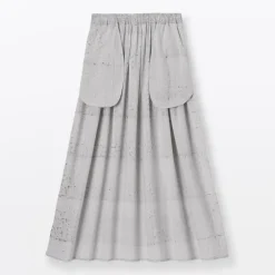 Women's Block Print Gather Maxi-Skirt