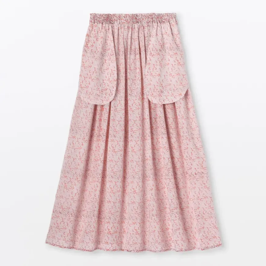 Women's Block Print Gather Maxi-Skirt