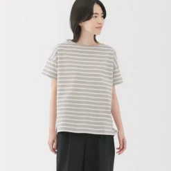 Women's Boat Neck Short Sleeve Striped T-Shirt