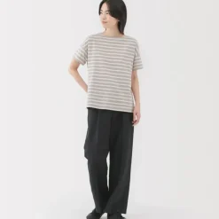 Women's Boat Neck Short Sleeve Striped T-Shirt