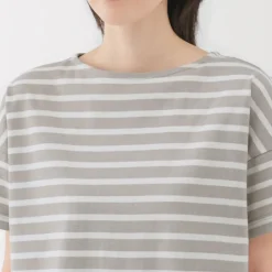 Women's Boat Neck Short Sleeve Striped T-Shirt