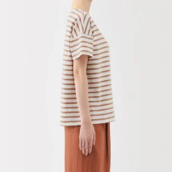 Women's Boat Neck Short Sleeve Striped T-Shirt