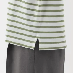 Women's Boat Neck Short Sleeve Striped T-Shirt