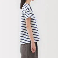 Women's Boat Neck Short Sleeve Striped T-Shirt