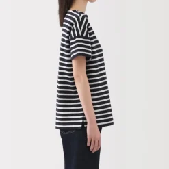 Women's Boat Neck Short Sleeve Striped T-Shirt