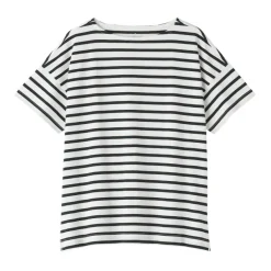 Women's Boat Neck Short Sleeve Striped T-Shirt