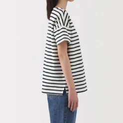 Women's Boat Neck Short Sleeve Striped T-Shirt