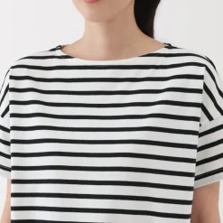 Women's Boat Neck Short Sleeve Striped T-Shirt