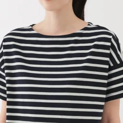 Women's Boat Neck Short Sleeve Striped T-Shirt