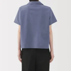 Women's Breathable Seersucker Open Collar Short Sleeve Shirt