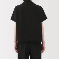 Women's Breathable Seersucker Open Collar Short Sleeve Shirt