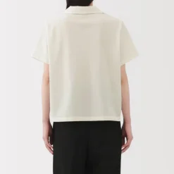 Women's Breathable Seersucker Open Collar Short Sleeve Shirt