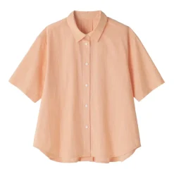 Women's Cool Touch Regular Collar Short Sleeve Striped Shirt