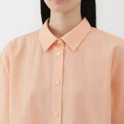 Women's Cool Touch Regular Collar Short Sleeve Striped Shirt